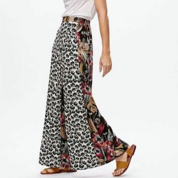 Free People In The Mix Cheetah Leopard Tropical XS Floral Print Pants - Picture 6 of 8